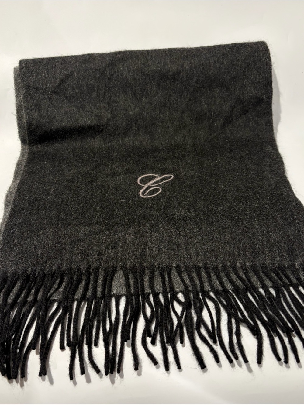 Buttery Soft Cashmere Scarf Gray Fringe Wrap Shawl Soft Winter Scarf Unisex "C"